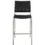 Saddle Style Black Leather Counter Stool with Silver Metal Base