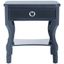 Navy Modern Glam One Drawer Nightstand with Silver Hardware