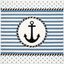 Ivory and Navy Striped Anchor Kids Area Rug, 4' x 4'