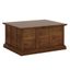 Grand Walnut Lift-Top Storage Coffee Table with Metal Accents