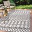 Kafel Ivory and Black Geometric Bohemian Indoor/Outdoor Rug