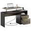 Retro Grey Oak Adjustable Height Standing Desk with Drawer and Power Outlet