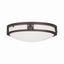 Bronze Satin White Glass 2-Light Flush Mount Ceiling Fixture