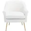 Elegant White Velvet Wood Accent Chair with Gold Metal Legs