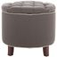 Amelia Gray Tufted Round Storage Ottoman with Oak Legs