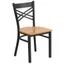 High Black Metal Cross Back Side Chair with Natural Wood Seat