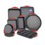 Deluxe 8-Piece Non-Stick Carbon Steel Bakeware Set with Red Silicone Handles