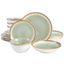 Green Ceramic Embossed Dinnerware Set, Service for 4