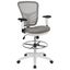 ErgoFlex Light Gray Mesh Drafting Chair with White Frame and Chrome Accents