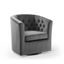 Charcoal Velvet Barrel Swivel Accent Chair with Tufted Accents