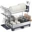 SONGMICS 2-Tier Stainless Steel Dish Drying Rack with Utensil Cup