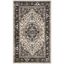 Cream and Navy Traditional Floral Rectangular Area Rug