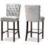 Adjustable Gray Velvet and Wood Bar Stool Set