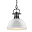Duncan Transitional Large Black Pendant with White Glass Shade