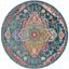 Teal and Rose Round Oriental Synthetic Area Rug