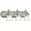 Classic 24" Distressed Bronze Vanity Light with White Bell Shades