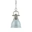 Transitional Mini Pewter Pendant with Seafoam Shade - 8.88" Indoor/Outdoor