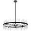 Black Iron and Crystal 16-Light Drum Chandelier