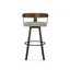 Greige and Dark Brown Swivel Counter Stool with Wood and Metal Frame