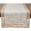 Natural Cotton Linen Table Runner with Jacquard Lace Trim