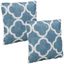 Blue and White Geometric Polyester Outdoor Throw Pillows Set