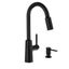 Matte Black High Arc Kitchen Faucet with Pull-out Spray and Soap Dispenser