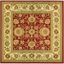 8' x 8' Red and Ivory Floral Square Area Rug