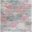 Ivory and Pink Floral Hand-Knotted Square Rug