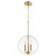 Aged Brass 3-Light Globe Pendant with Clear Glass