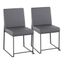 Fuji Contemporary High-Back Side Chair in Black Steel and Grey Faux Leather