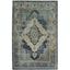 Blue and Yellow Hand-Knotted Synthetic Oriental Area Rug