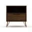 Mid-Century Modern Brown Nightstand with Metal Splayed Legs