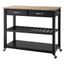 Black and Natural Wood Kitchen Cart with Wine Rack