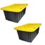 Heavy-Duty Stackable Black and Yellow Plastic Storage Totes