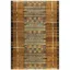 Tribal Stripe Gold Synthetic Round Indoor/Outdoor Rug