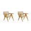 Set of 2 Natural Wood and Cane Accent Chairs