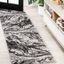 Ivory and Black Abstract Marbled Runner Rug