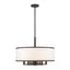 Elegant Off-White Fabric and Bronze Finish Drum Pendant Chandelier