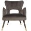 Shale Velvet & Gold-Capped Wood Transitional Accent Chair