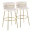 Cinch 30" Gold Metal and White Velvet Swivel Barstools, Set of 2