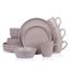 Taupe and White Ceramic 16-Piece Dinnerware Set