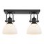 Matte Black Glass Transitional Semi-Flush Light Fixture