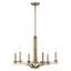 Antique Brass 6-Light Candelabra Chandelier with Adjustable Rods