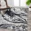 Abstract Swirl Marbled Black/Ivory 3x5 Synthetic Area Rug