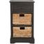 Transitional Brown Pine 3-Drawer Side Table with Woven Baskets