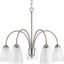 Brushed Nickel 5-Light Chandelier with White Etched Glass Shades