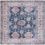 Navy and Beige 6' Square Washable Synthetic Area Rug