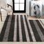 Ivory and Black Striped Synthetic Washable Area Rug