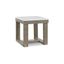 Light Brown Wood End Table with White Marble Top