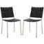 Wesson Black and Silver Woven Leather Dining Chair Set